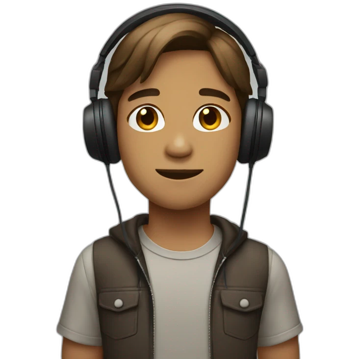 boy in headphones brown chin length hair emoji