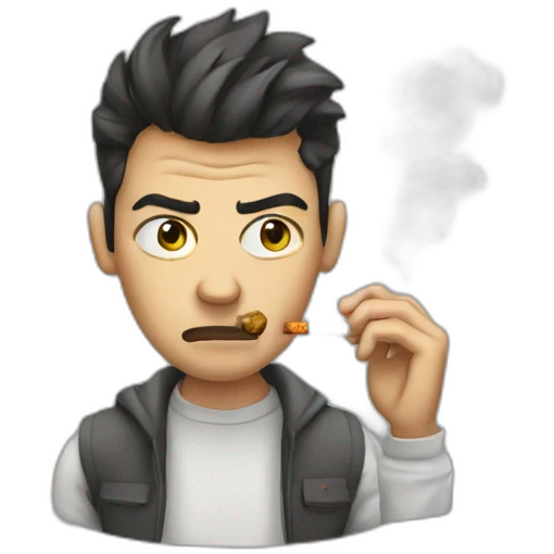 Smoker with smash eye and cigarette emoji