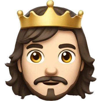 A developer with brown hair and a moustache and short beard wearing a black hoodie and is also wearing a crown slightly tilted to one side. emoji