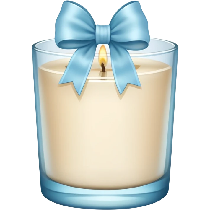light beige scented candle in glass with a light blue bow





 emoji