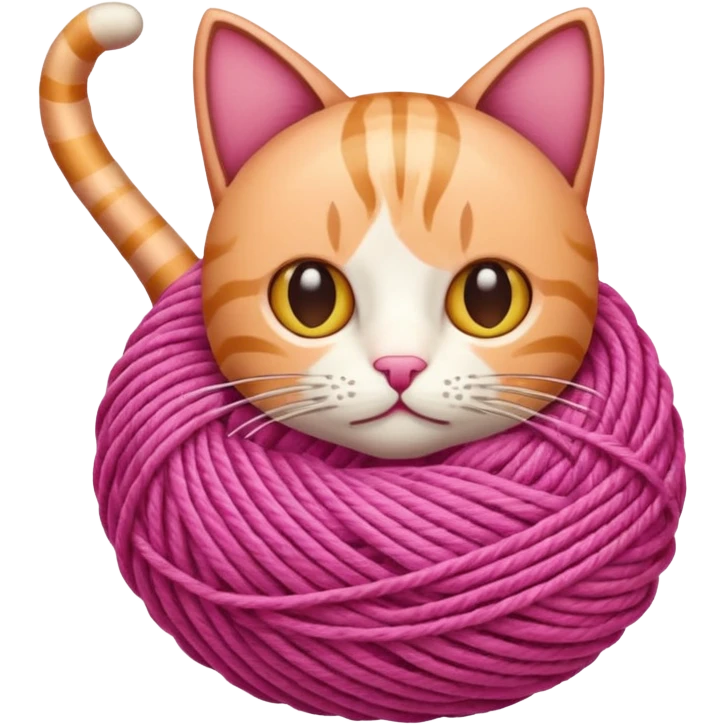 ball of yarn, pink, cat emoji