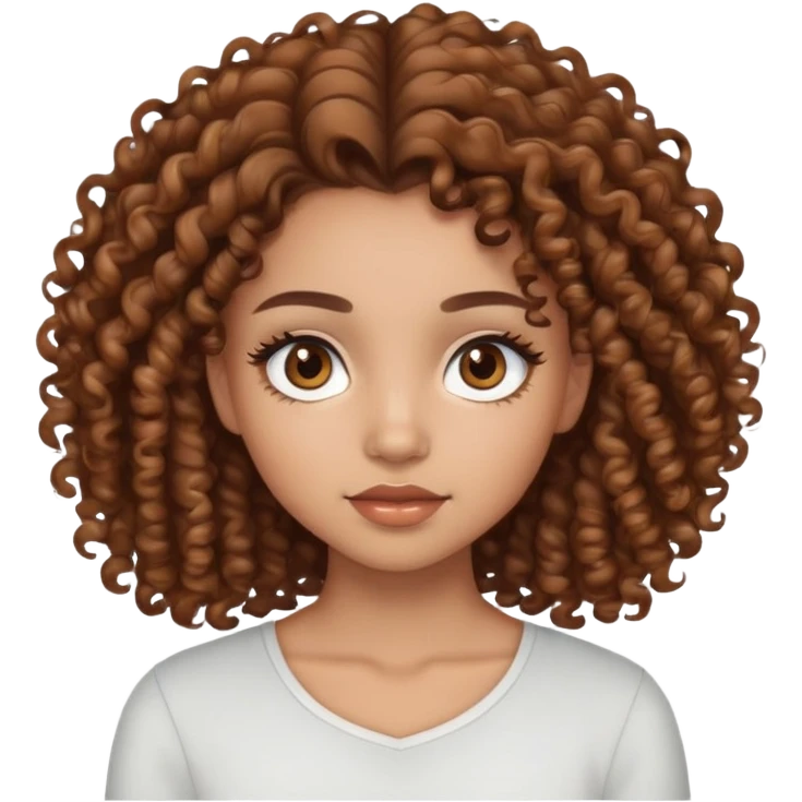 lightskin girl with curly light brown hair, brown eyes and long lashes emoji
