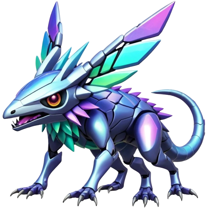  exotic shiny colorful futuristic modern cyber-Fakémon-Digimon-Trico-Vernid-creature emoji