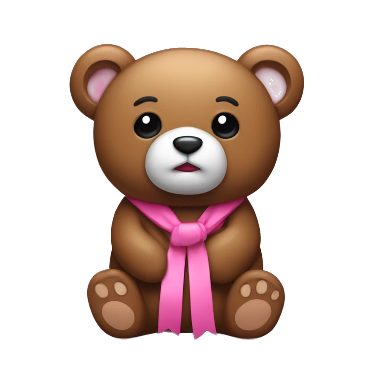 Un osito marrón con lazo rosa emoji