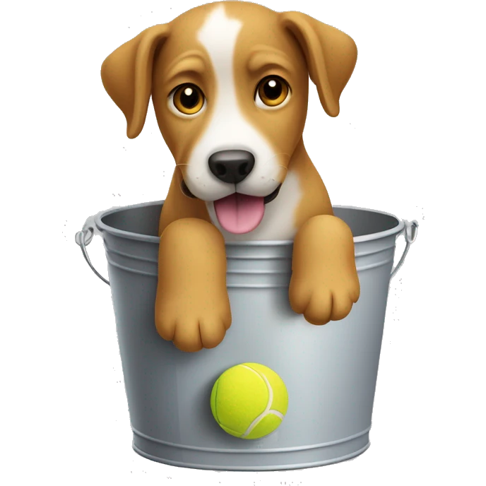 Dog in a bucket full of tennis ball’s emoji