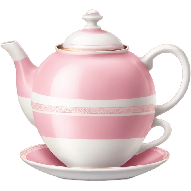 vintage elegant pink and white teapot and teacup emoji