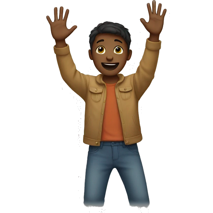 Boy with both hands in the air emoji