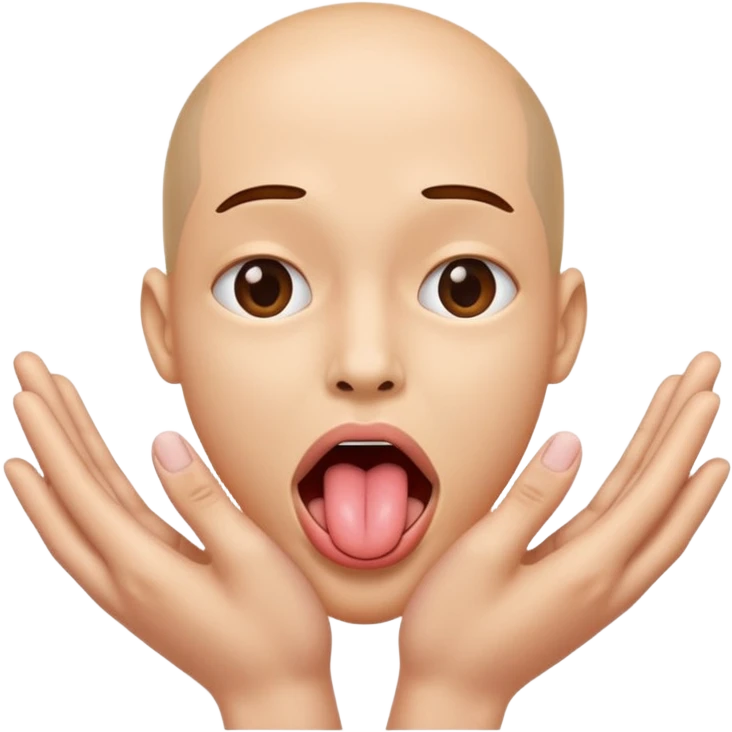 tongue sticking out and hands pushing away from eachother emoji