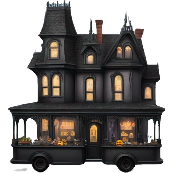 Morticia Addam’s haunted Queen Anne dream house on food truck  emoji
