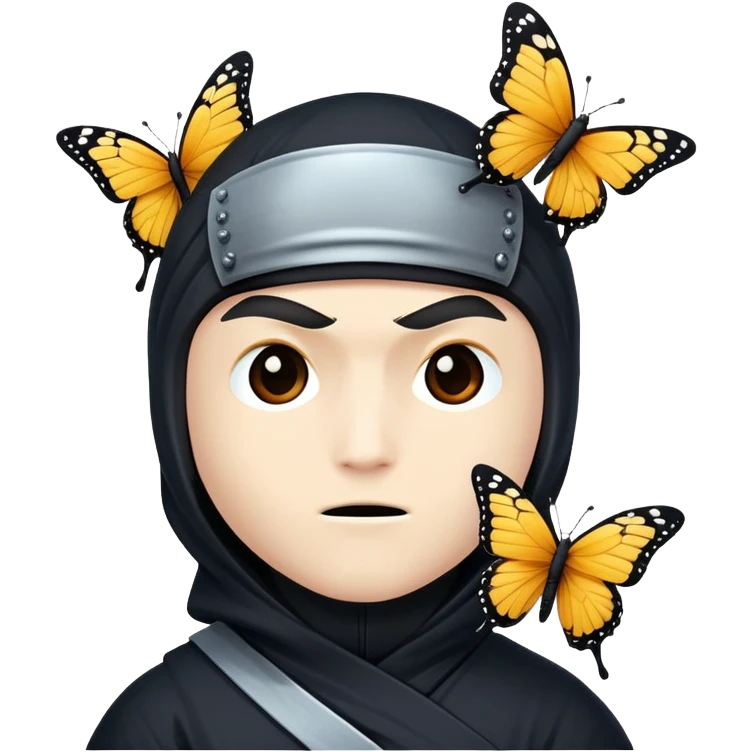 Crea un emoji con estos dos emoji 🥷🏻🦋
él ninja de piel blanca con la mariposa posada en cabeza como si estuviera volando. emoji