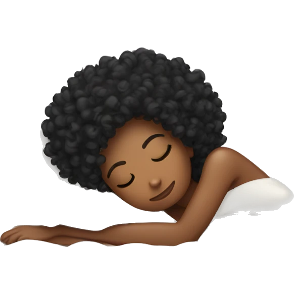 black curly hair women sleeping in bed  emoji
