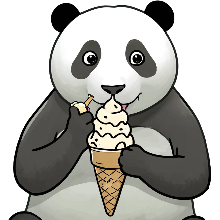 Panda eating ice cream emoji