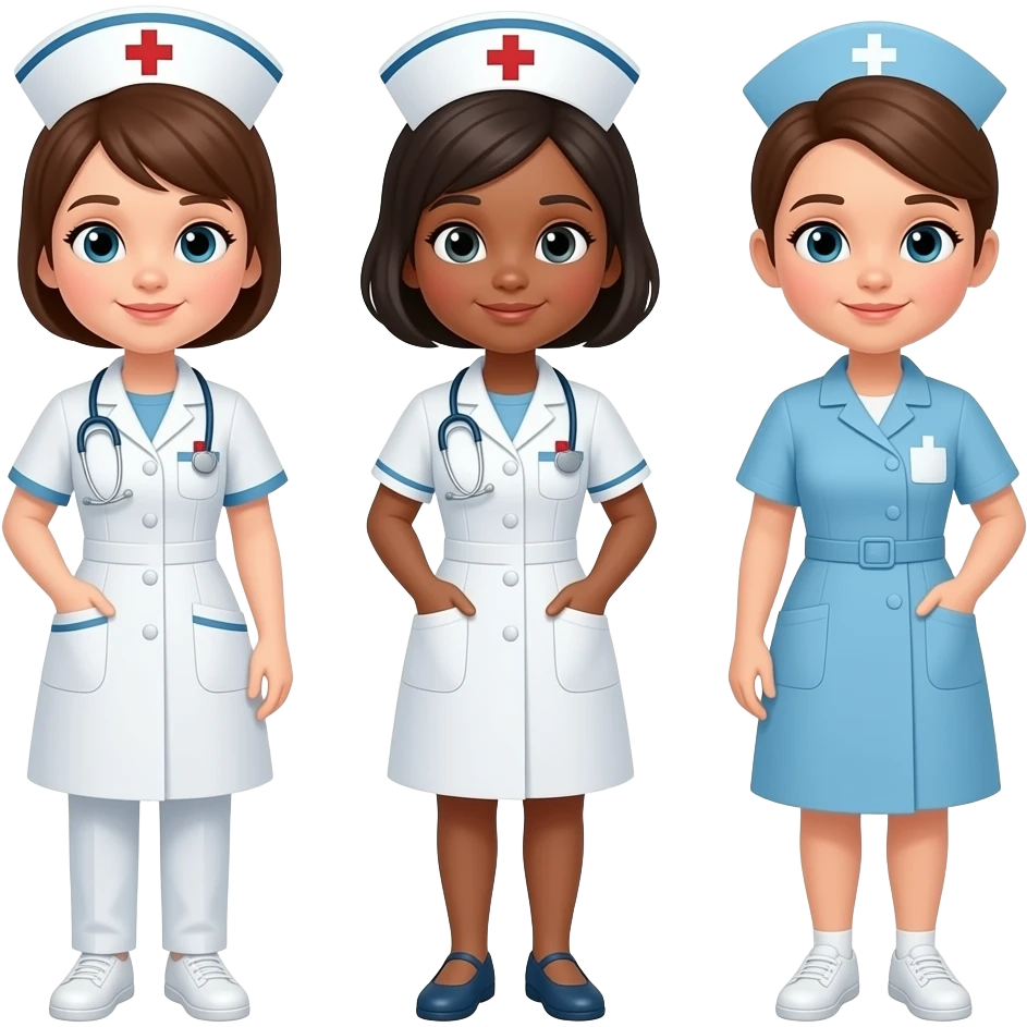 3 diverse nurses emoji