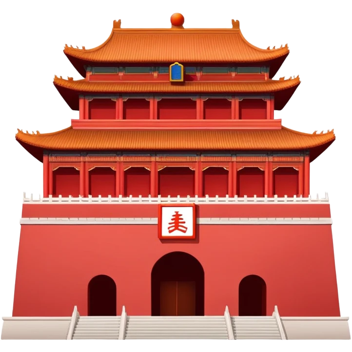 Tiananmen Gate simple cartoonish emoji style Chinese building with red walls emoji