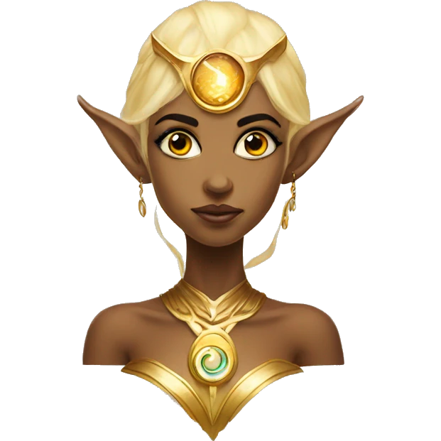 Golden Elf goddess with cyborg eye emoji