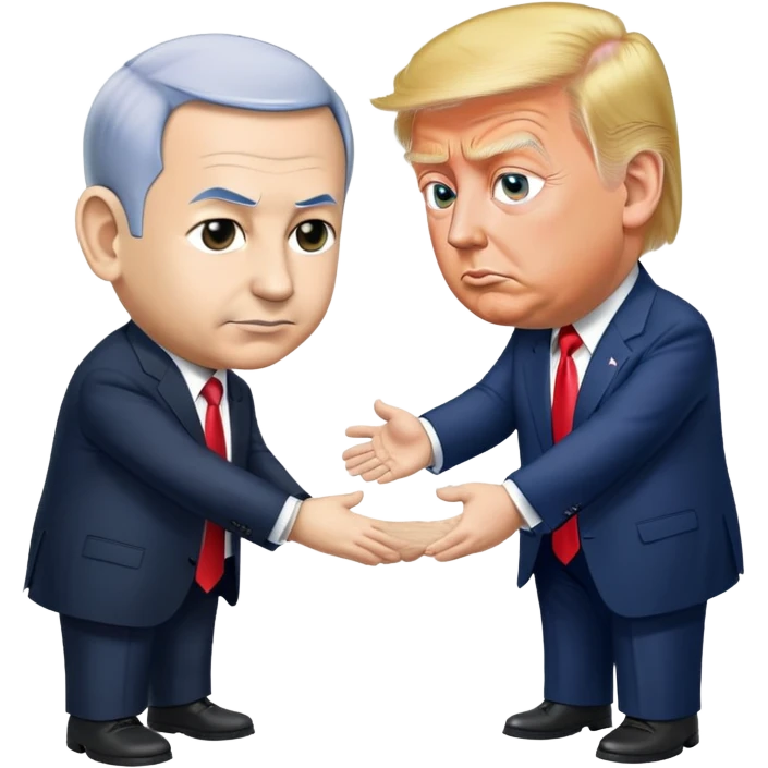 Benjamin Netanyahu bowing to Donald Trump emoji