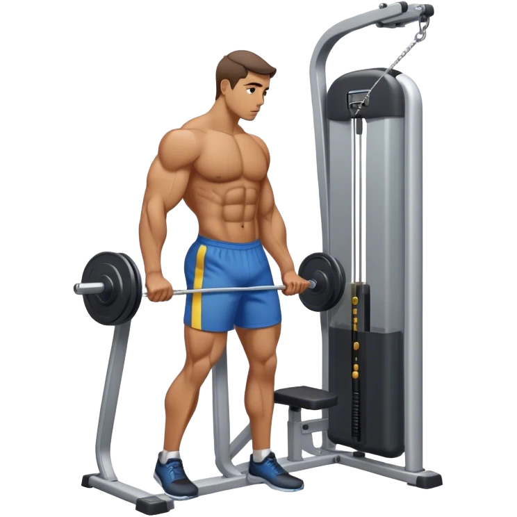 side-view man standing cable-machine tricep-pushdown emoji