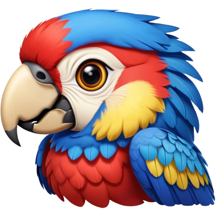 Cinematic Realistic Comical Macaw Portrait Emoji, Head tilted dramatically with an exaggeratedly amused expression, featuring a striking array of vividly detailed scarlet and blue feathers with bold natural accents and wide, expressive eyes full of playful disbelief, rendered with lifelike texture and vibrant hues, high shine, dramatic yet playful, styled with an air of cheeky avian mischief, soft glowing outline, capturing the essence of a spirited and over‐the‐top macaw that looks ready to flap its way into viral fame! emoji