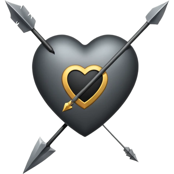 Black heart with cross arrow. Don't use red colour . Use normal Arrow which goes from one side and come out of other  emoji