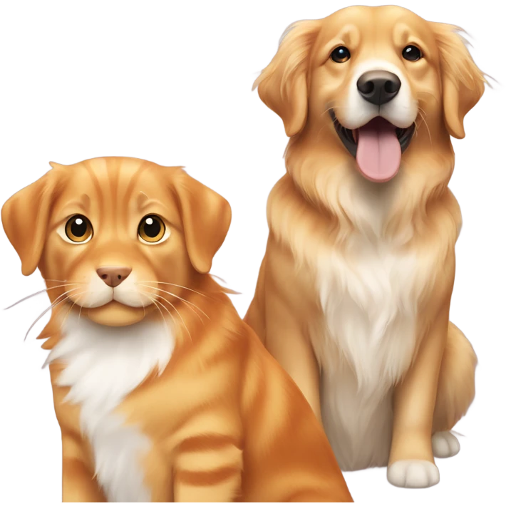 Golden retriever and orange tabby cat  emoji