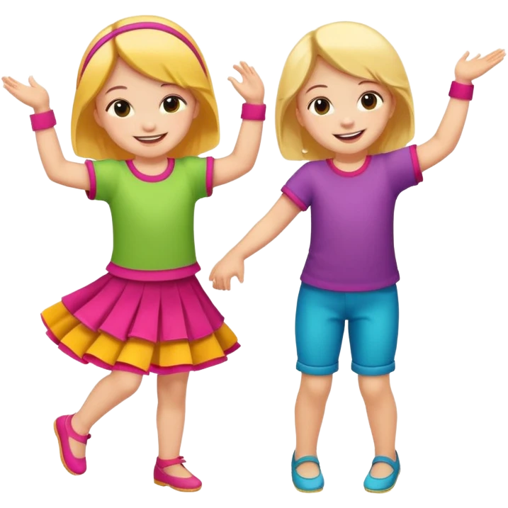 Two little children dancing. emoji