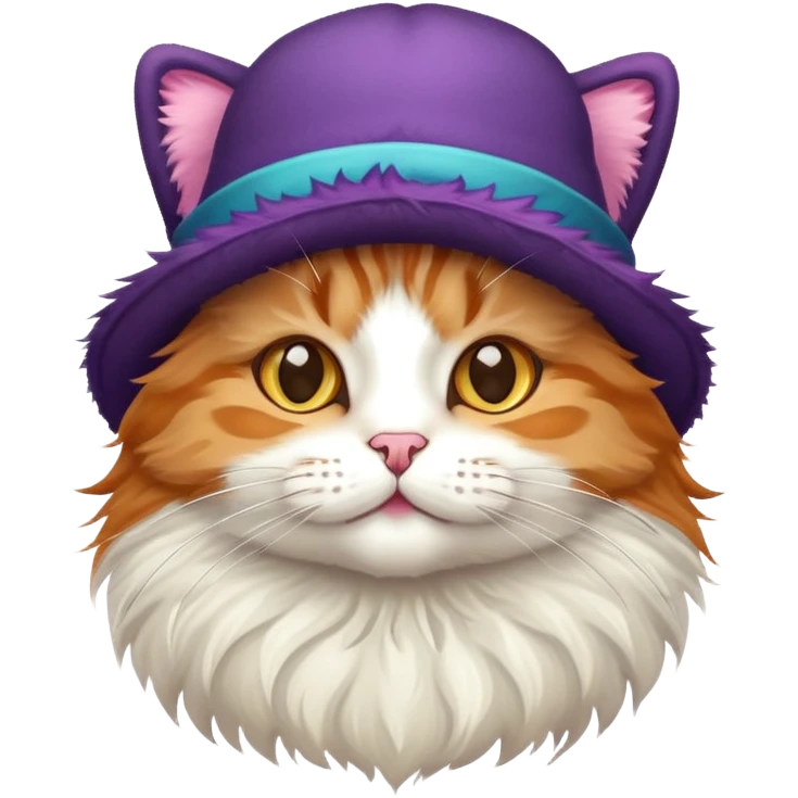 Three colors cat with a hat emoji