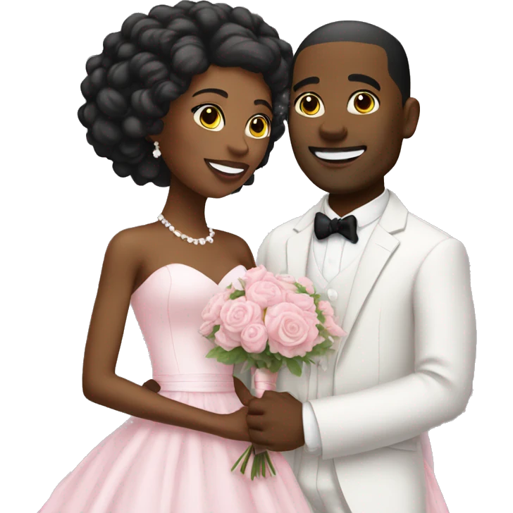 Pink wedding black couple emoji