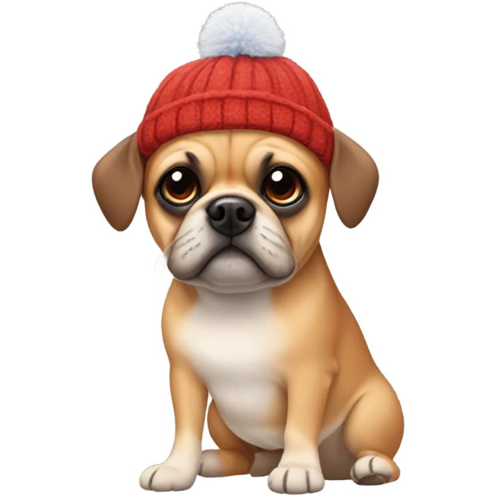 Puggle with winter hat on emoji