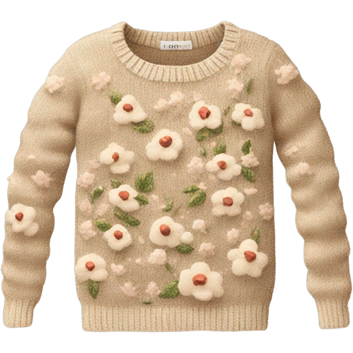 Knit floral beige sweater glittery   emoji