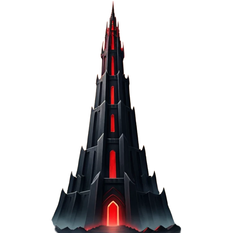 Barad Dúr from Lord of the Rings, Dark, giant Tower, with red beams shooting from the top into the sky emoji