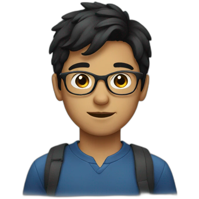 a boy with dark hair, wearing glasses emoji
