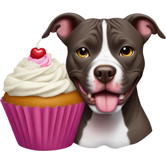 Pitbull eating a cupcake  emoji