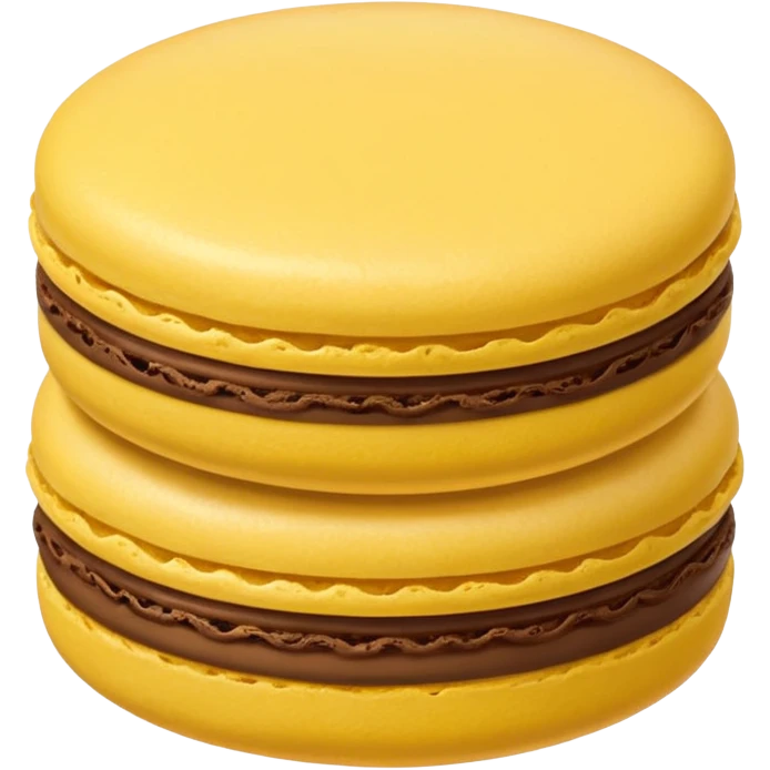 a single of yellow macaron with brown cream



















 emoji