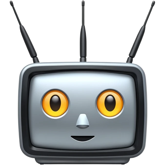 A 2d TV box facing the camera that reads AI that has antennas on it. It has no face. emoji