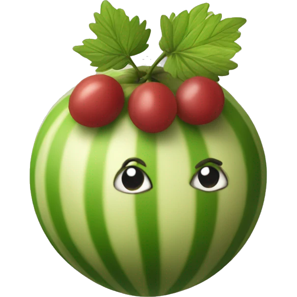 one red gooseberry with stripes emoji