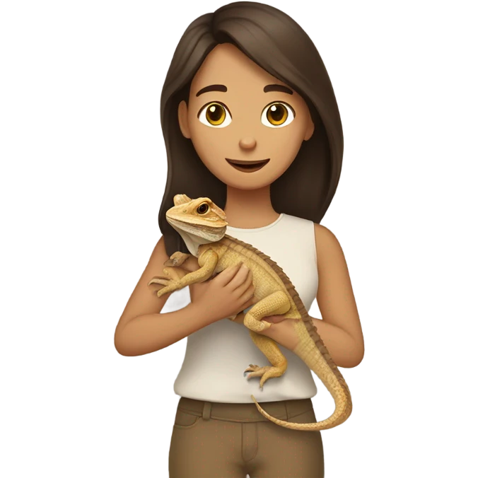 a brunette girl with her pet beaded dragon  emoji