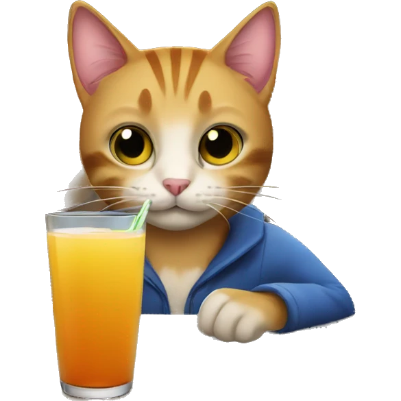 A cat drinking juice in a bar emoji