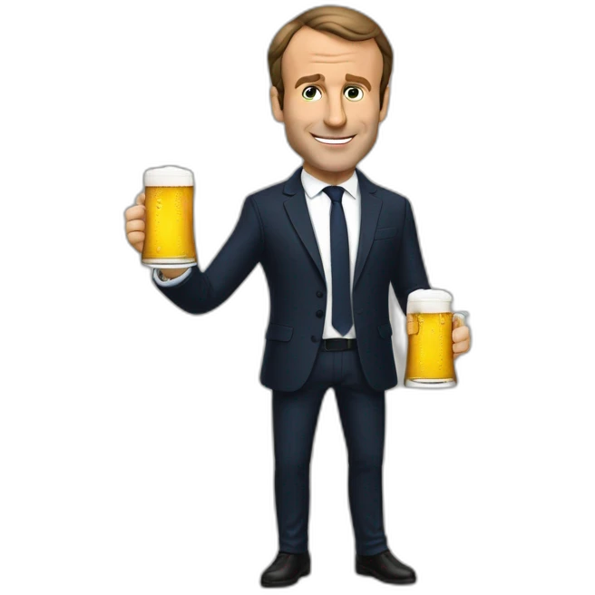 Macron avec une biere emoji