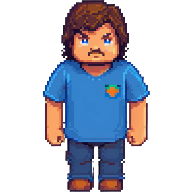 Minecraft character of Jack Black wearing a blue t-shirt emoji