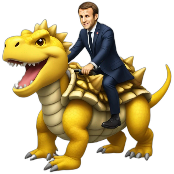 Emmanuel Macron riding a koopa emoji