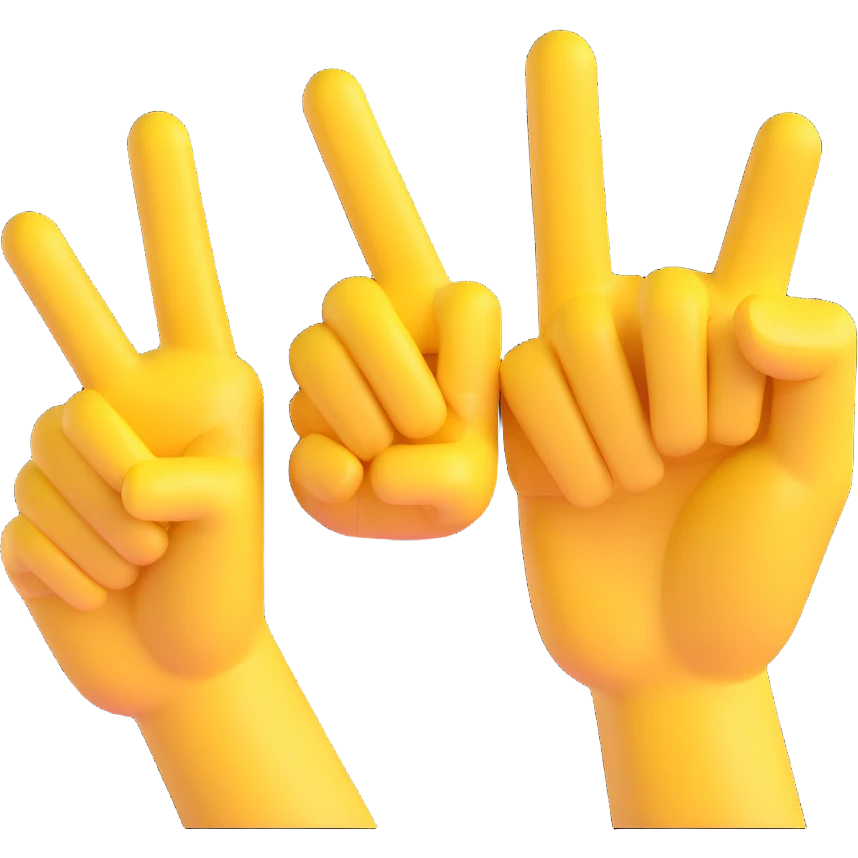 WhatsApp emoji style yellow hand with pinky finger pointing up, other fingers folded, 3D emoji style emoji