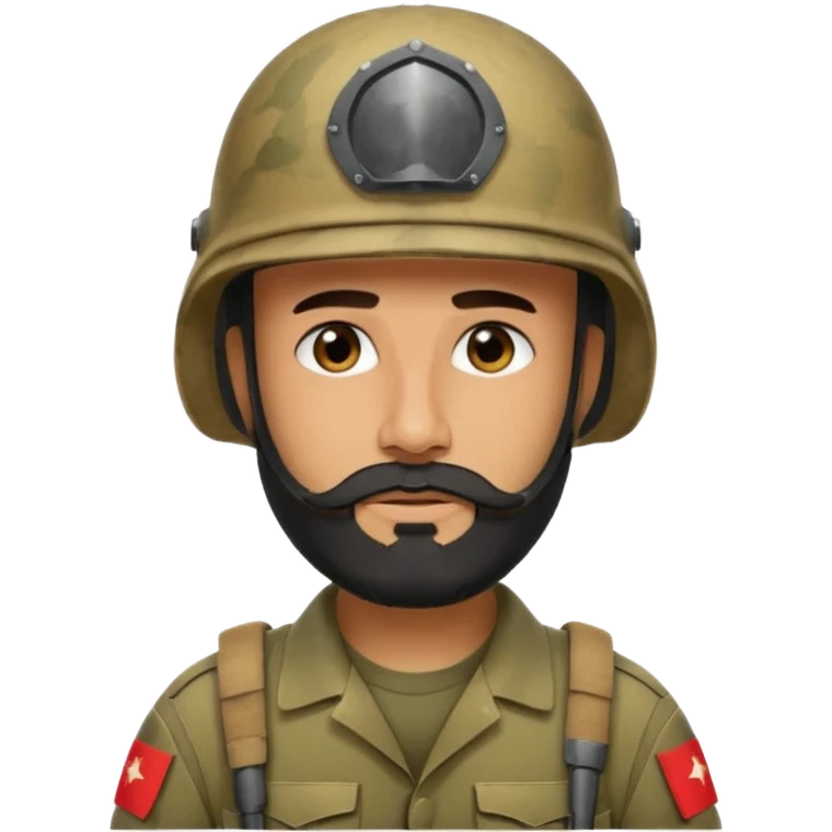 VERY TIRED, swarthy, Iraqi soldier in a casque, casque without insignia, with a beard emoji