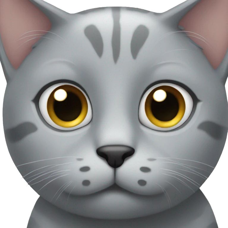 Grey cat with big black eyes emoji