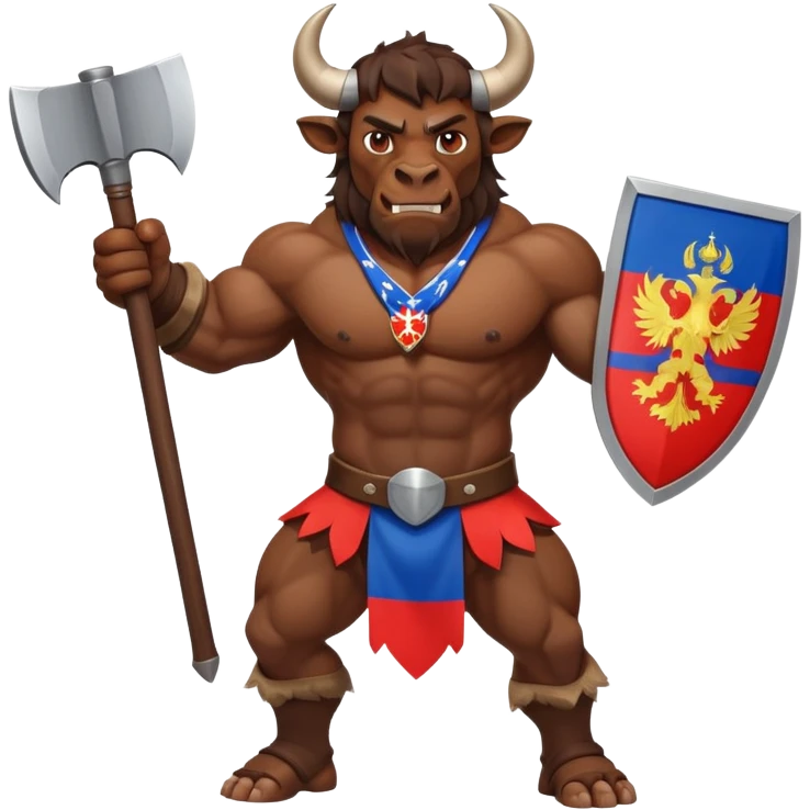minotauro with axe and russian flag emoji