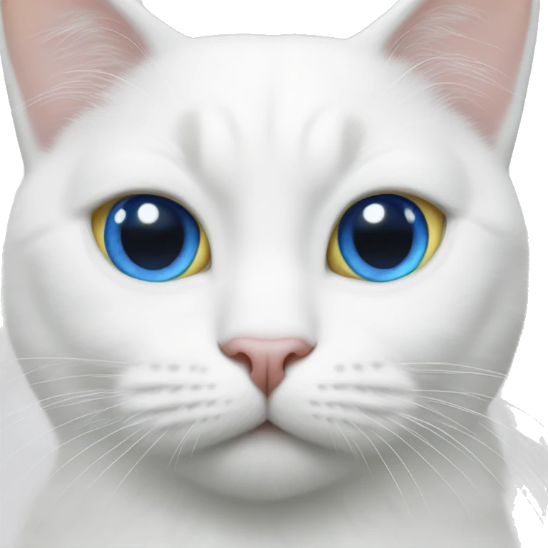 White cat with one blue eye and one yellow eye emoji