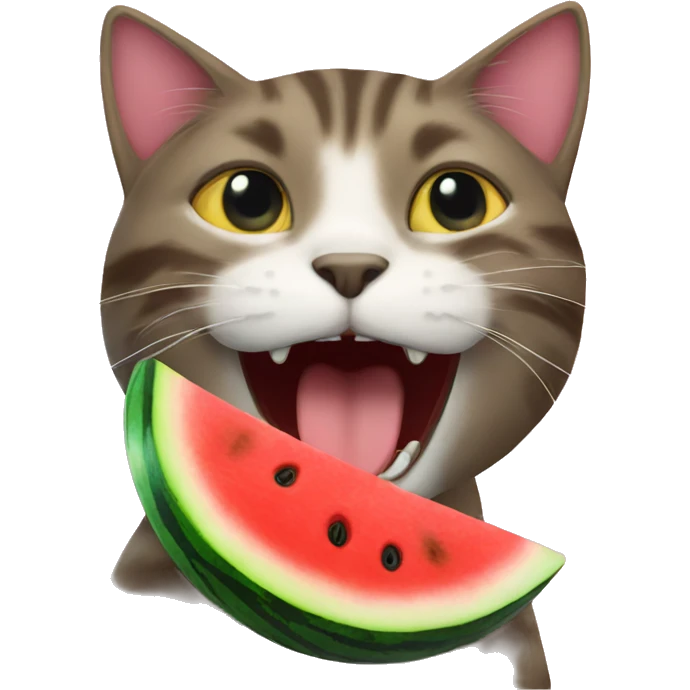 cat eating watermelon emoji