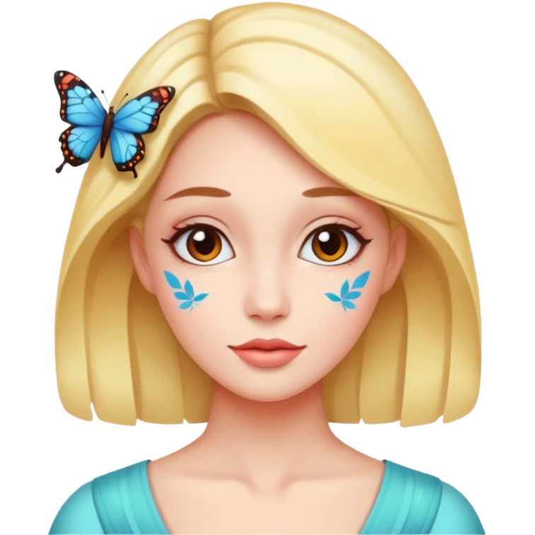 Woman wearing a butterfly emoji