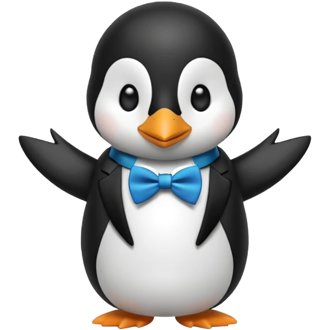 penguin with bow blue tie  emoji