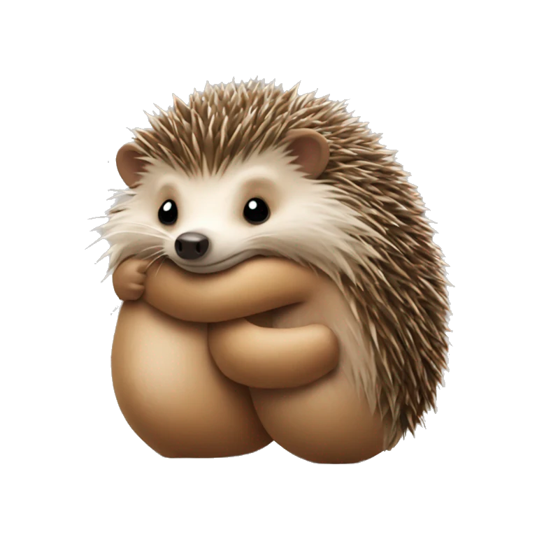 hedgehog hugging a teddy bear emoji