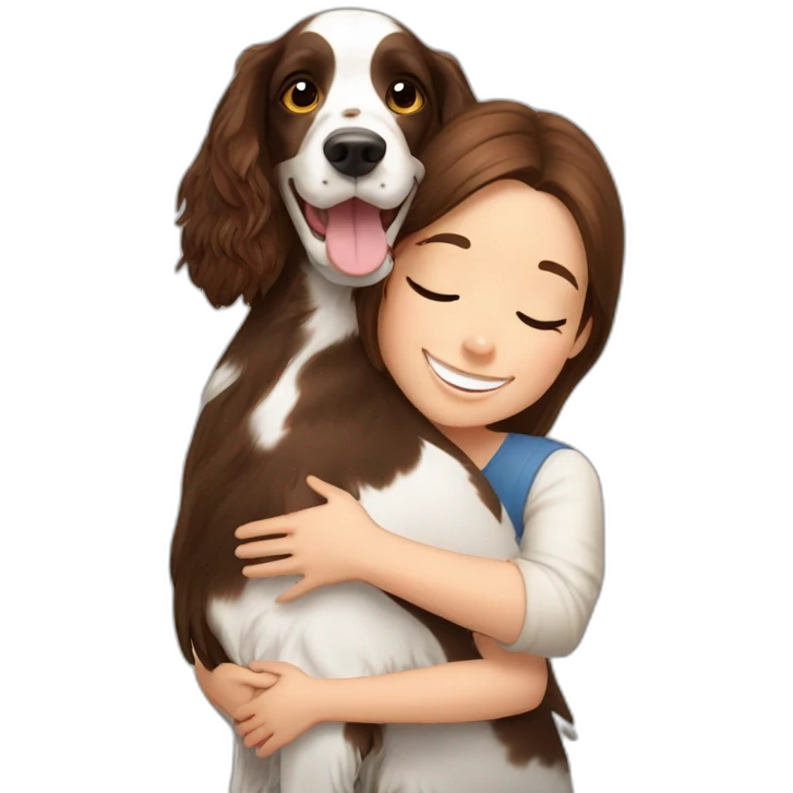 Springer spaniel with girl hug emoji